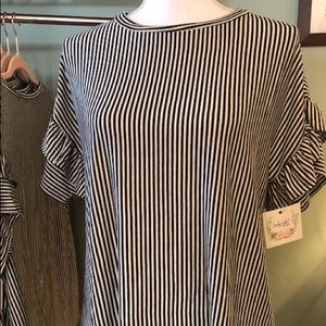 Black White Pinstripe Blouse